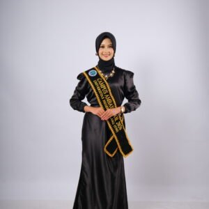 Selempang Miring Bludru Teks 2 Baris  Renda